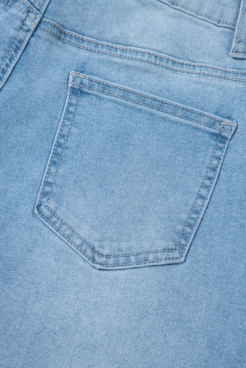 High Rise Barrel Leg Relaxed Fit Utility Patch Pocket Stretch Jeans